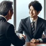 IT business consultant and Client shaking